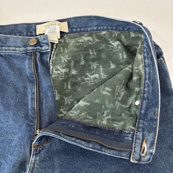 LL Bean Double L Flannel Lined Jeans Women 16R Deer Winter Denim Retro 80s Mom - Picture 5 of 9